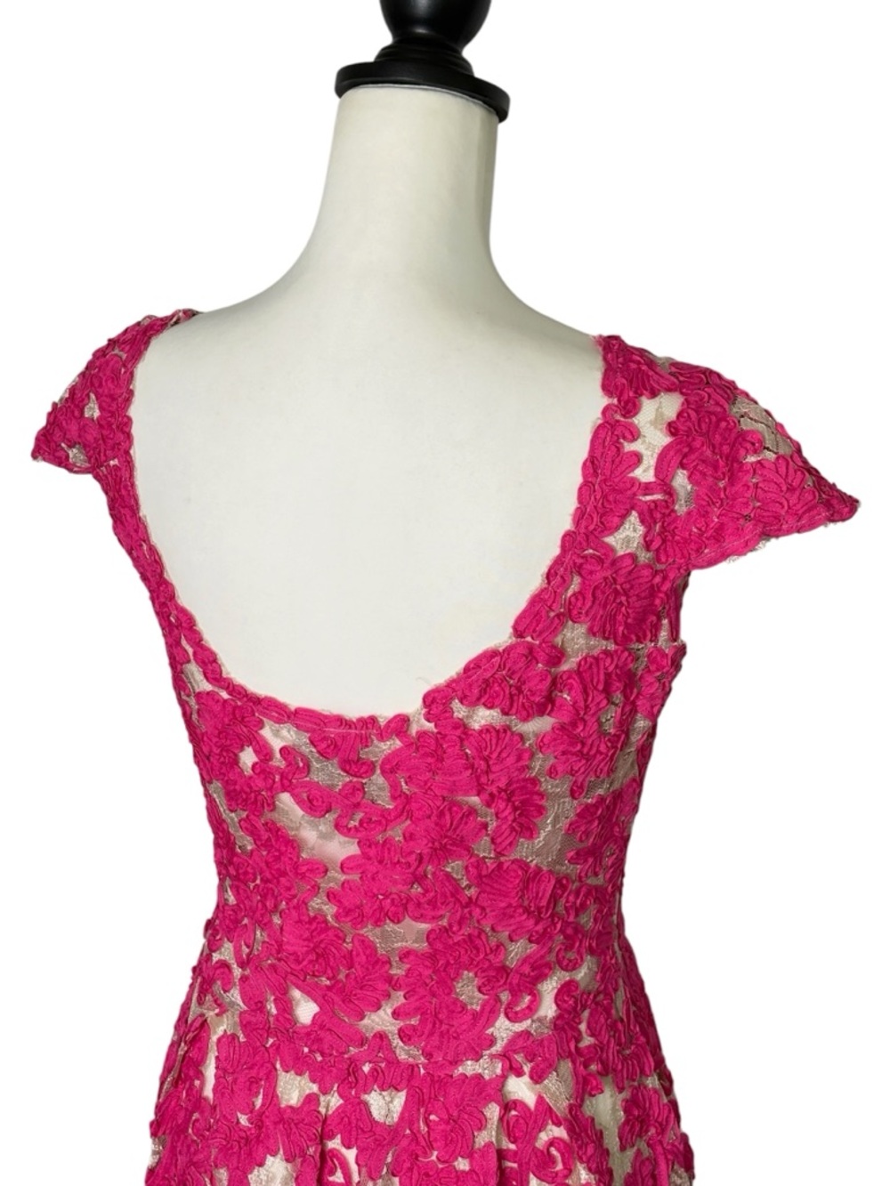 Anthropologie Yoana Baraschi Pink Floral Lace Fit & Flare Dress • Size 6 • READ - Picture 5 of 13